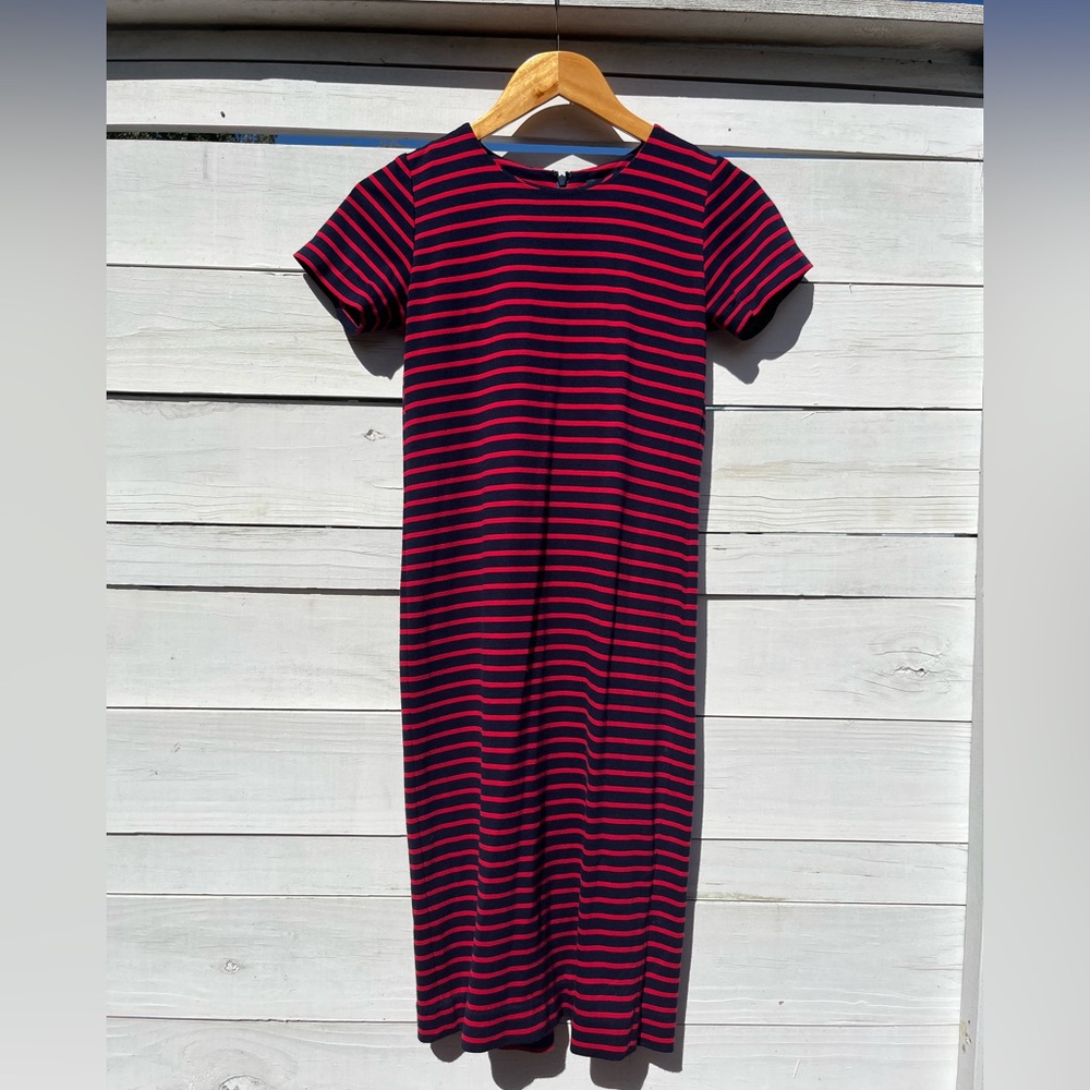 Made in USA Harvey Faircloth red & navy striped shift dress, Kule aesthetic